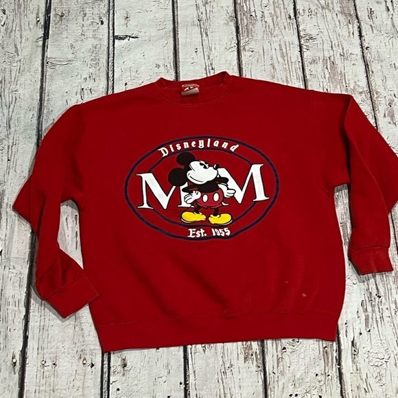 Vintage 1990s Mickey Mouse Disney Land Red Cartoon Graphic 90s Sweatshirt - Picture 2 of 9